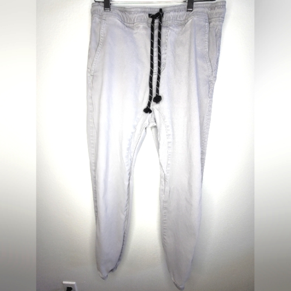 Men's Lounge/Athleisure Pants Drawstring Stretchy Waist & Cuffs Medium M Gray